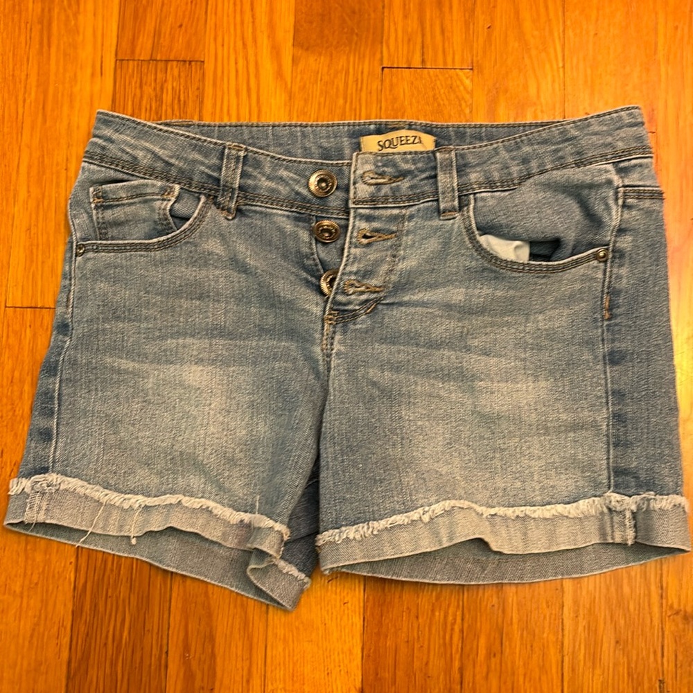Light wash jean shorts